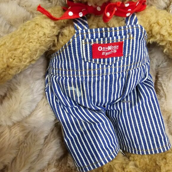 Eden OshKosh B'gosh Plush Stuffed Bear Animal Sherpa Plushie 11" striped overall - Picture 3 of 6